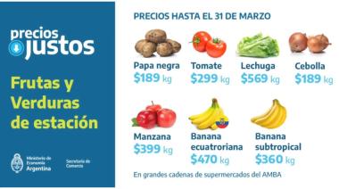 Acuerdan congelamiento de canasta de productos frescos